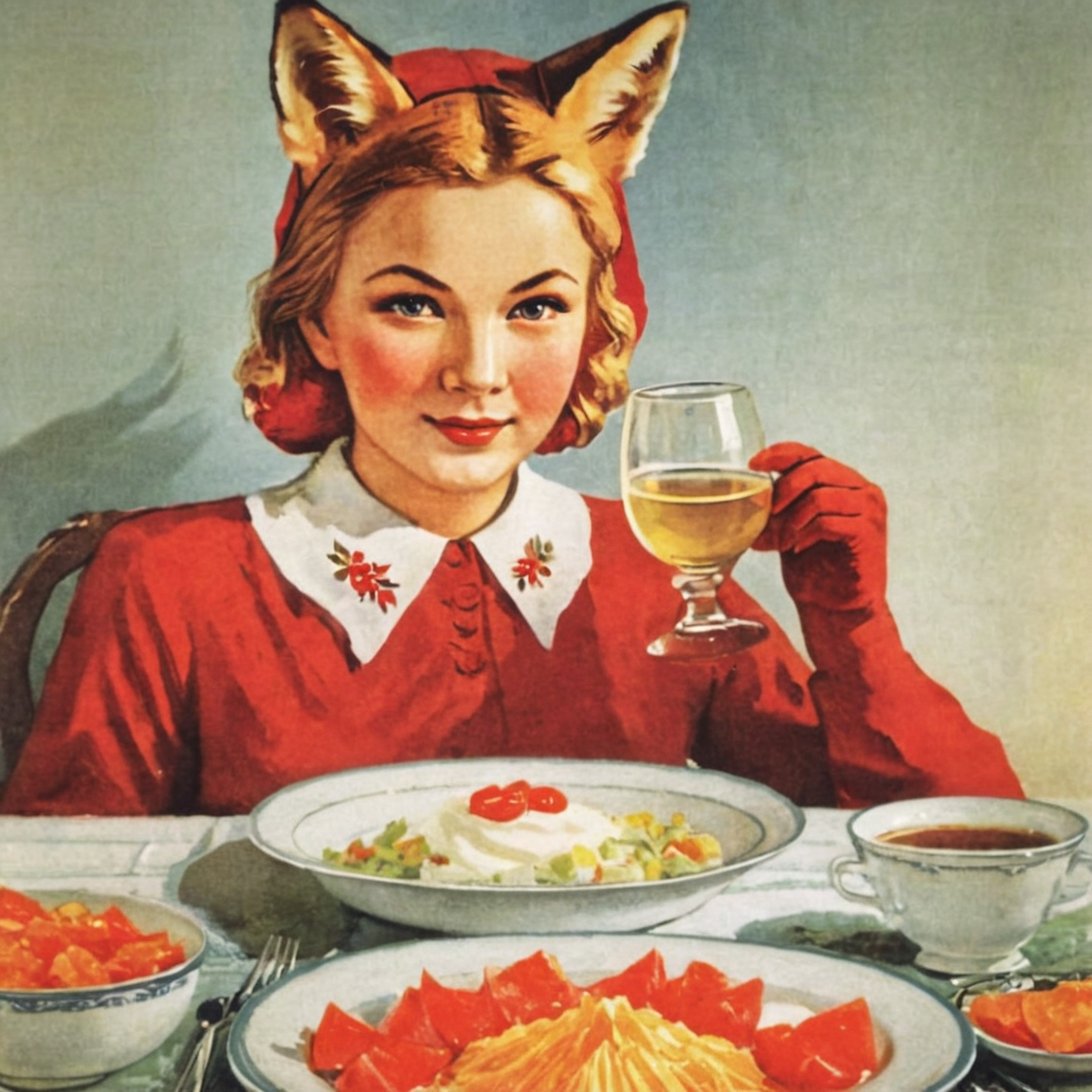 02982-1289930215-soviet poster fox girl with fox ears sits at the table and eats, holds out her glass _lora_Soviet-poster_1_.png